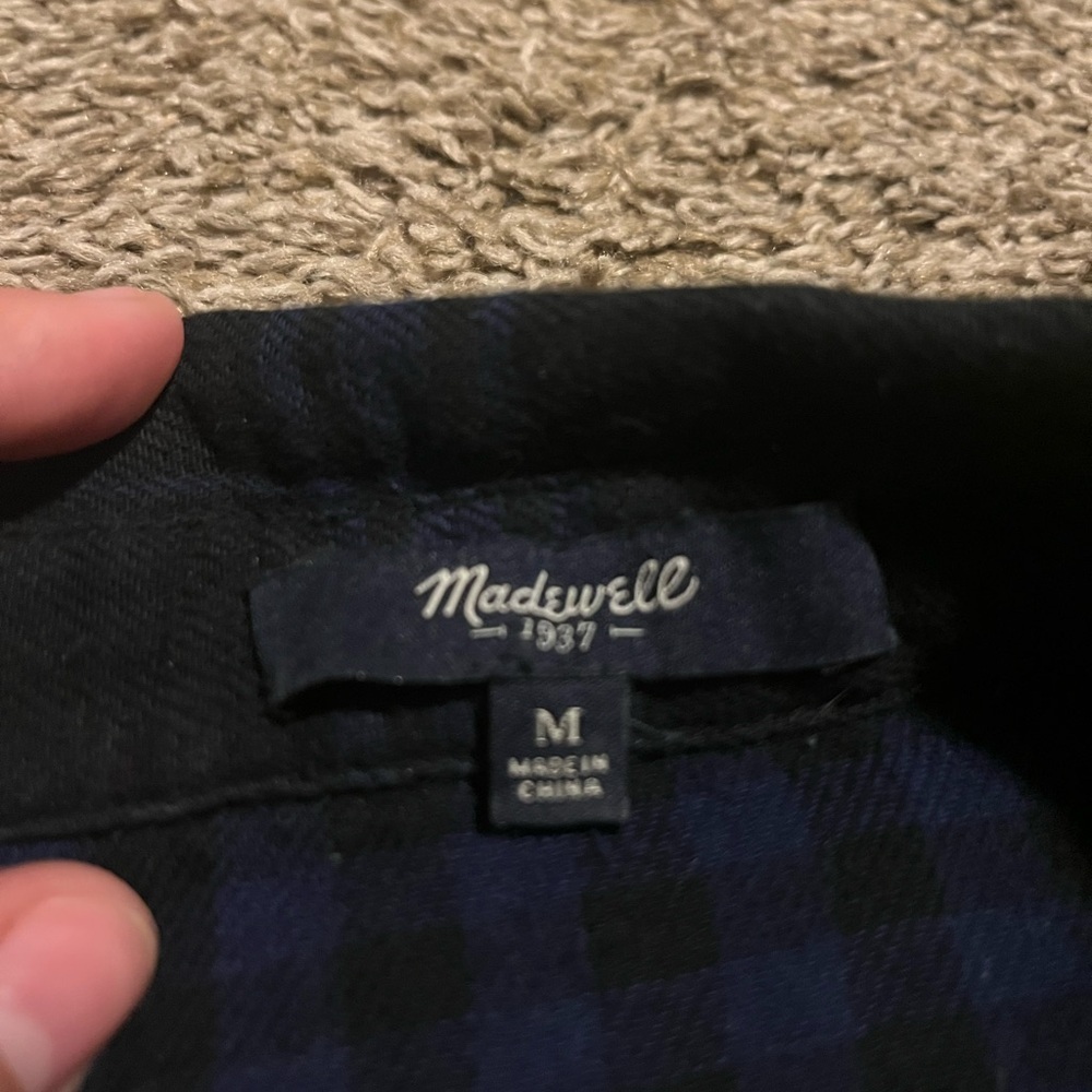 Madewell Women's Lumberjack Chic Relaxed Blue Flannel Daywalk Shirt Dress - Picture 4 of 8
